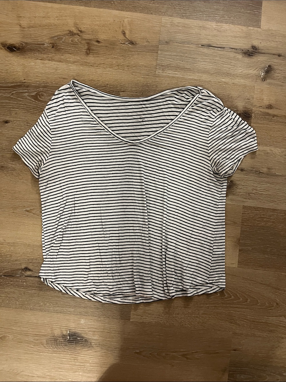 Classic Striped V-Neck Women's Tee - White & Black